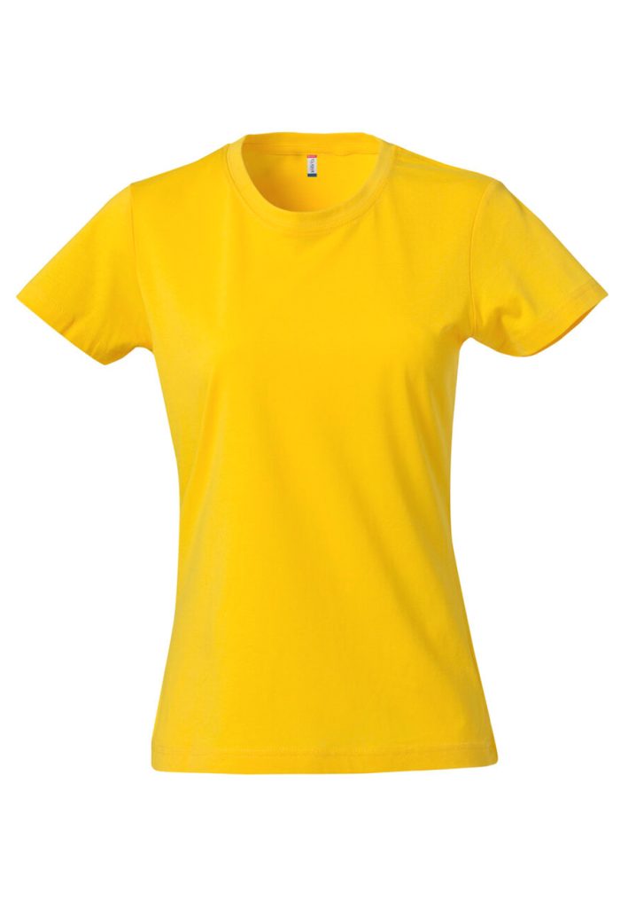 Camiseta básica amarilla para mujer de manga corta