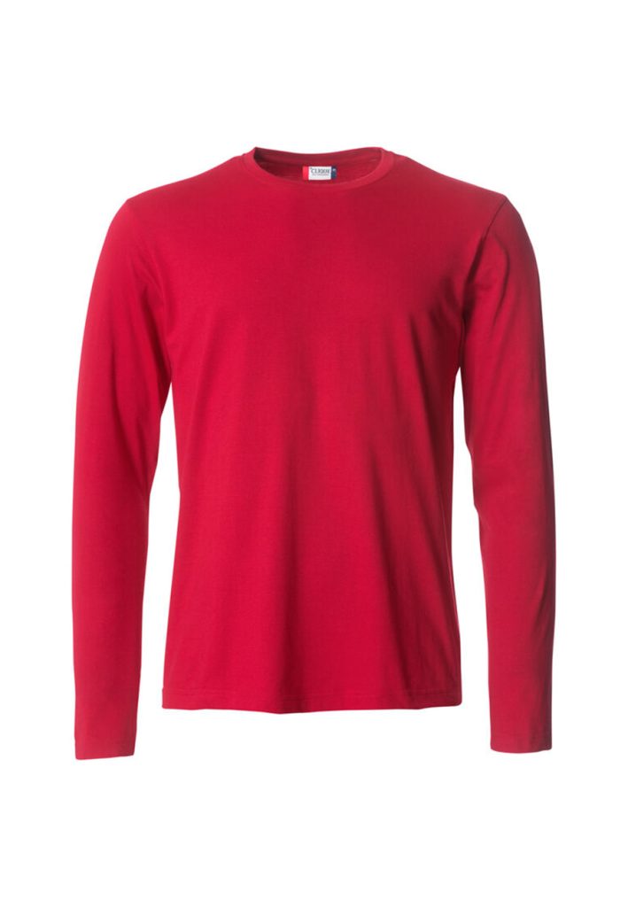Camiseta básica roja para hombre de manga larga