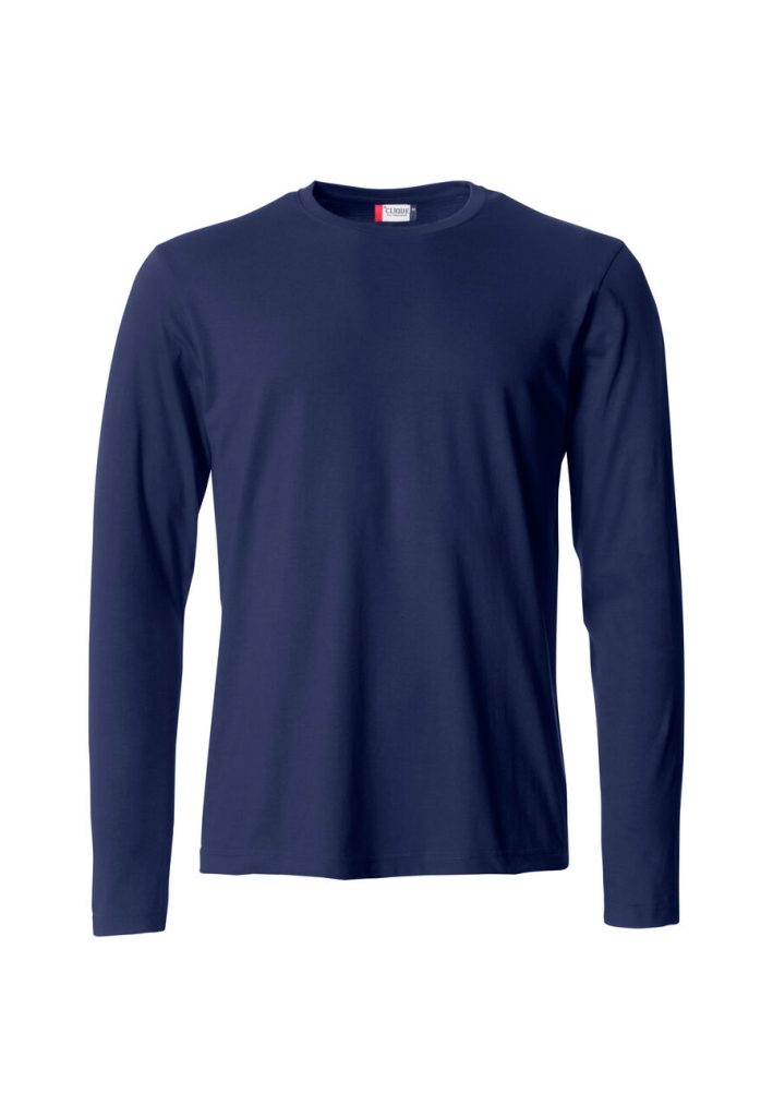 Camiseta básica azul para hombre de manga larga