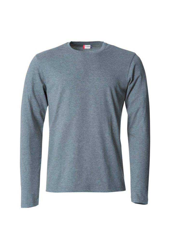 Camiseta básica gris para hombre de manga larga