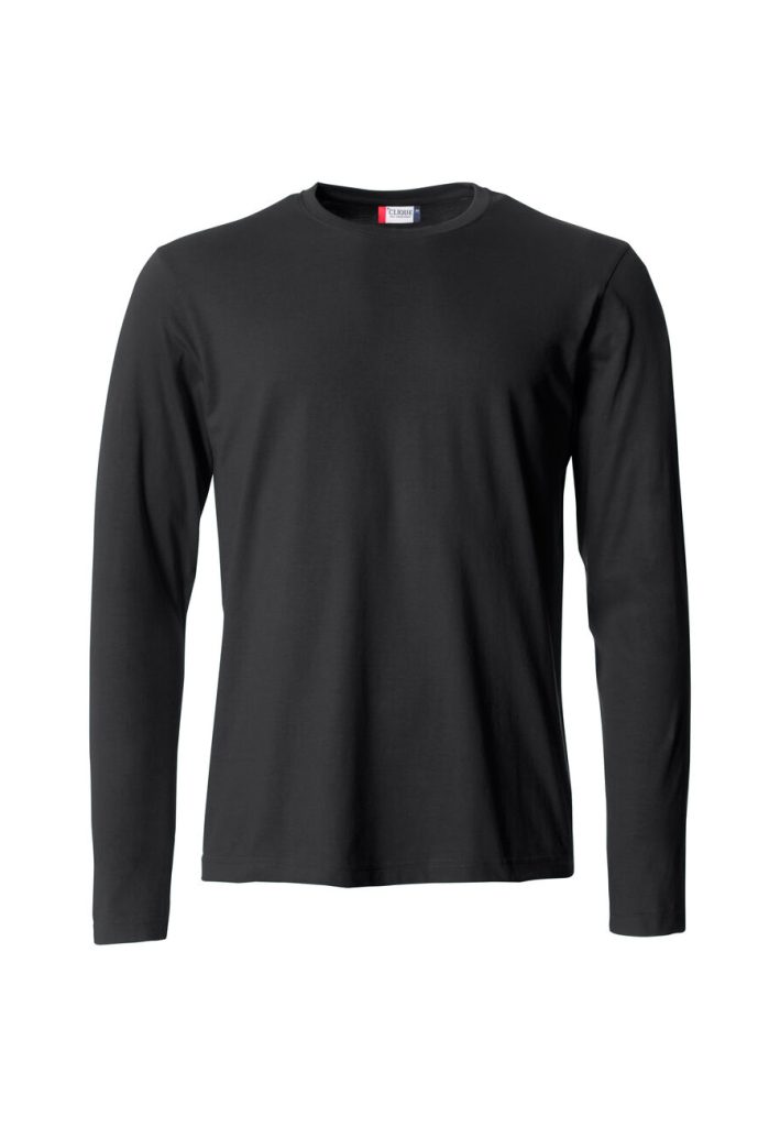 Camiseta básica negra para hombre de manga larga