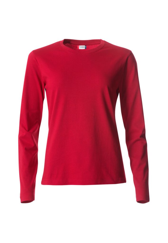 Camiseta básica roja para mujer de manga larga