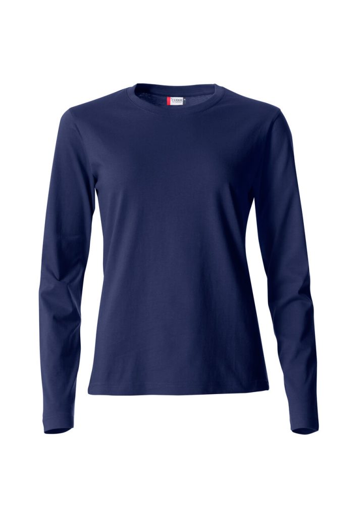 Camiseta básica azul para mujer de manga larga