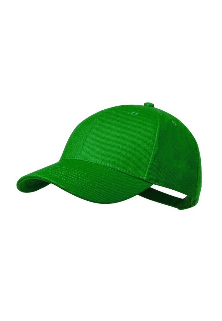Gorra verde de 6 paneles lista para personalizar con DTF o bordado